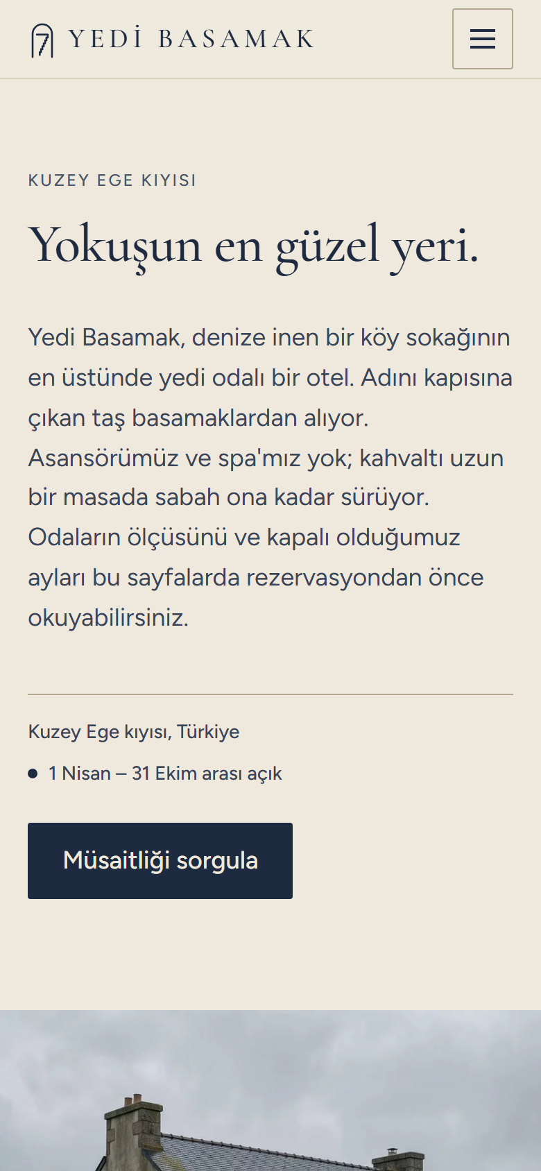 Yedi Basamak örnek sitesinin telefon görünümü: ana sayfa