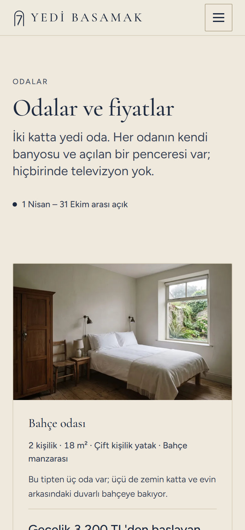 Yedi Basamak örnek sitesinin telefon görünümü: iç sayfa